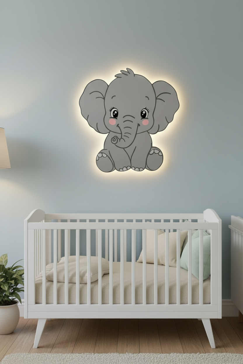 Baby Elephant Lighted Wall Décor - 60 cm