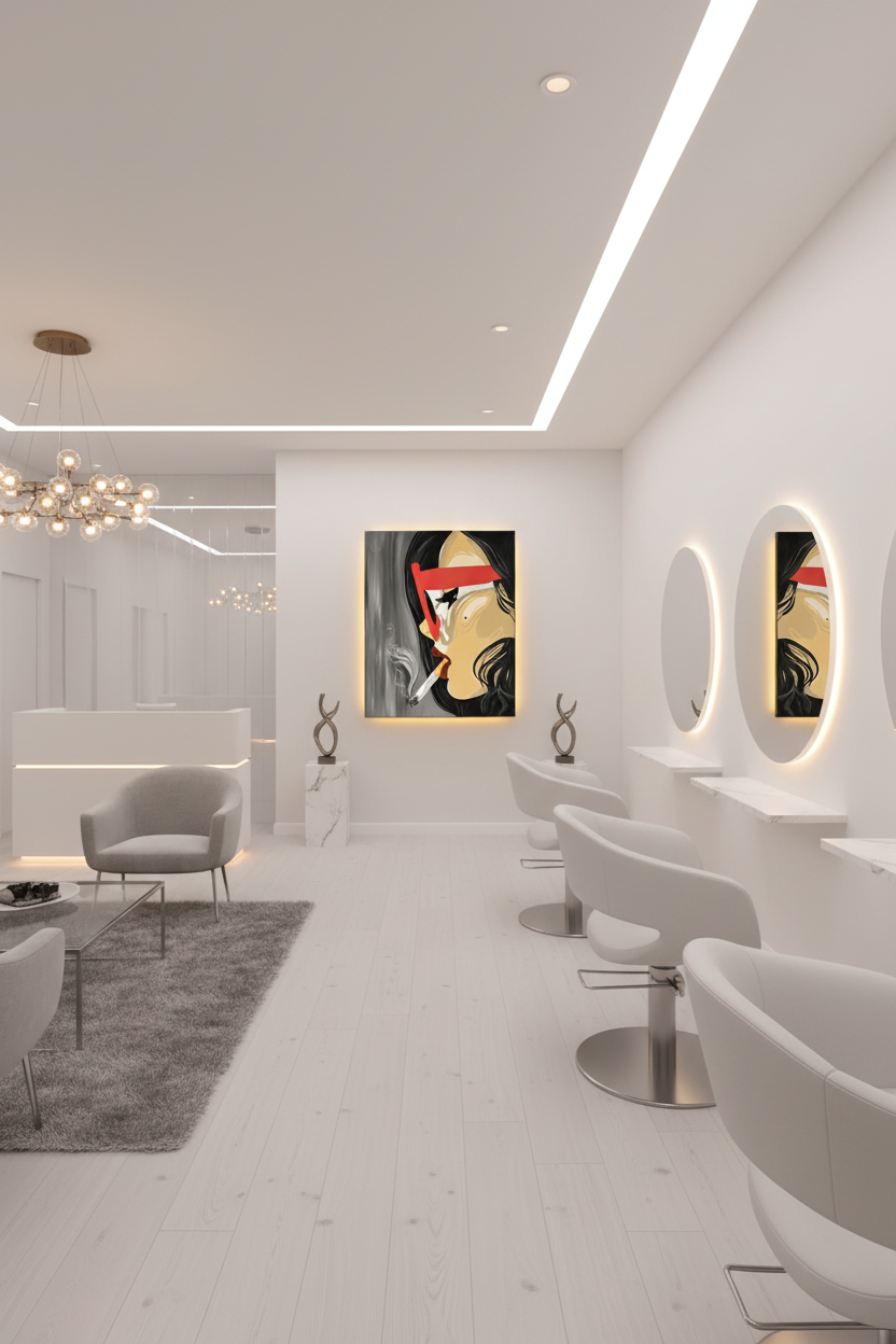 Modern Pop-Art Lighted Canvas – Hand-Painted Portrait – 100 × 90 cm