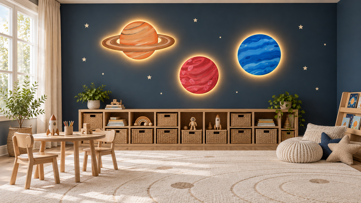 Lighted Planets Wall Décor Set – 3 Pieces