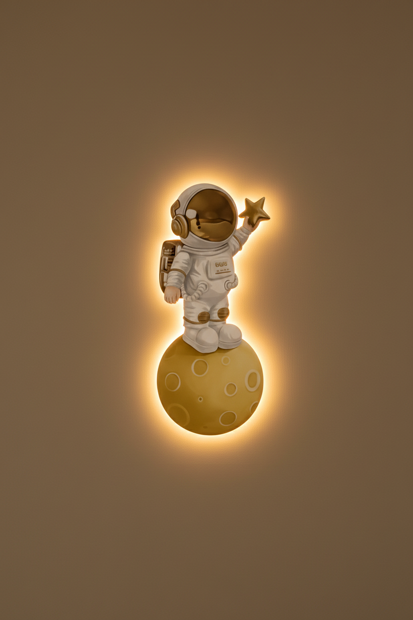 Astronaut on the Moon – Handmade Lighted Wall Décor - 100 cm