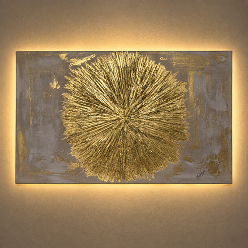 Golden Burst – Hand-Painted Textured Canvas