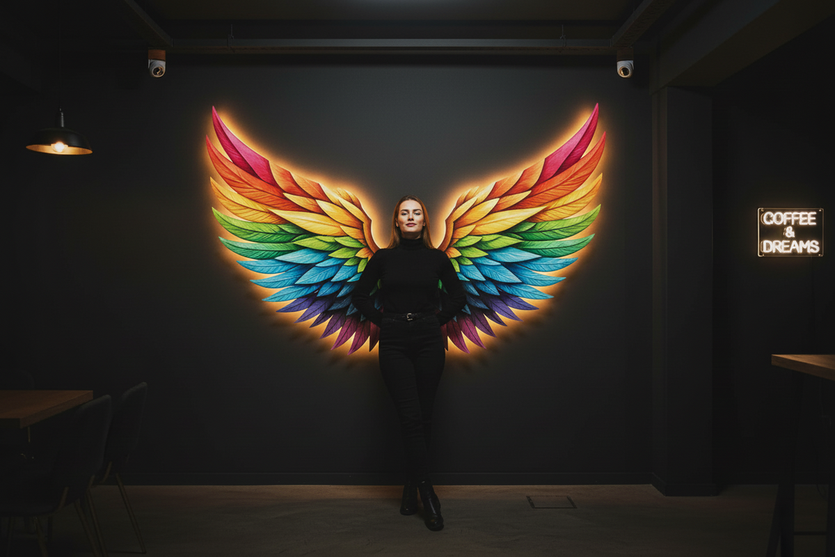 Rainbow Angel Wings – Handmade Lighted Wall Décor 100 cm per wing