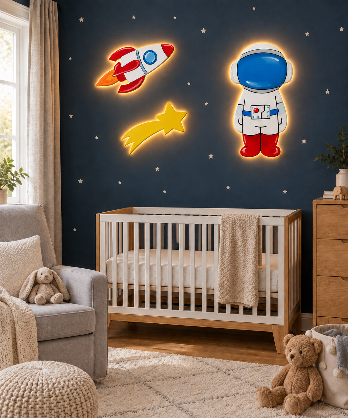 Space Adventure Lighted Wall Décor Set – 3 Pieces