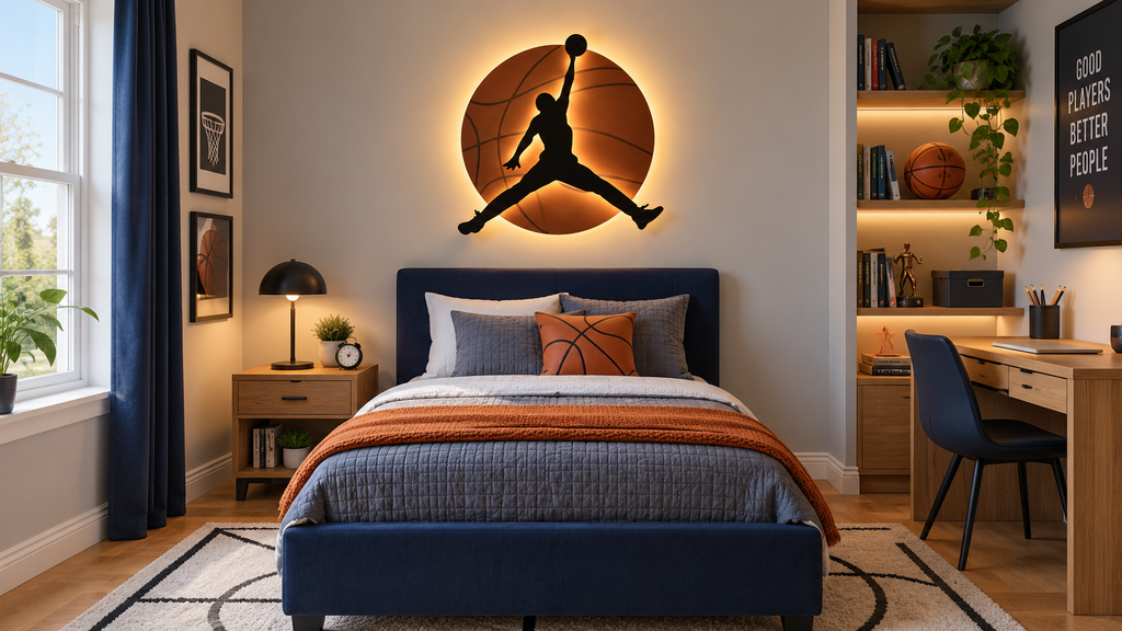 Lighted Basketball Player Wall Décor Set