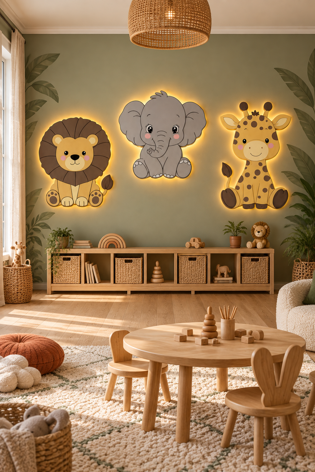 Safari Friends Lighted Wall Décor Set – 3 Pieces – 100 cm each