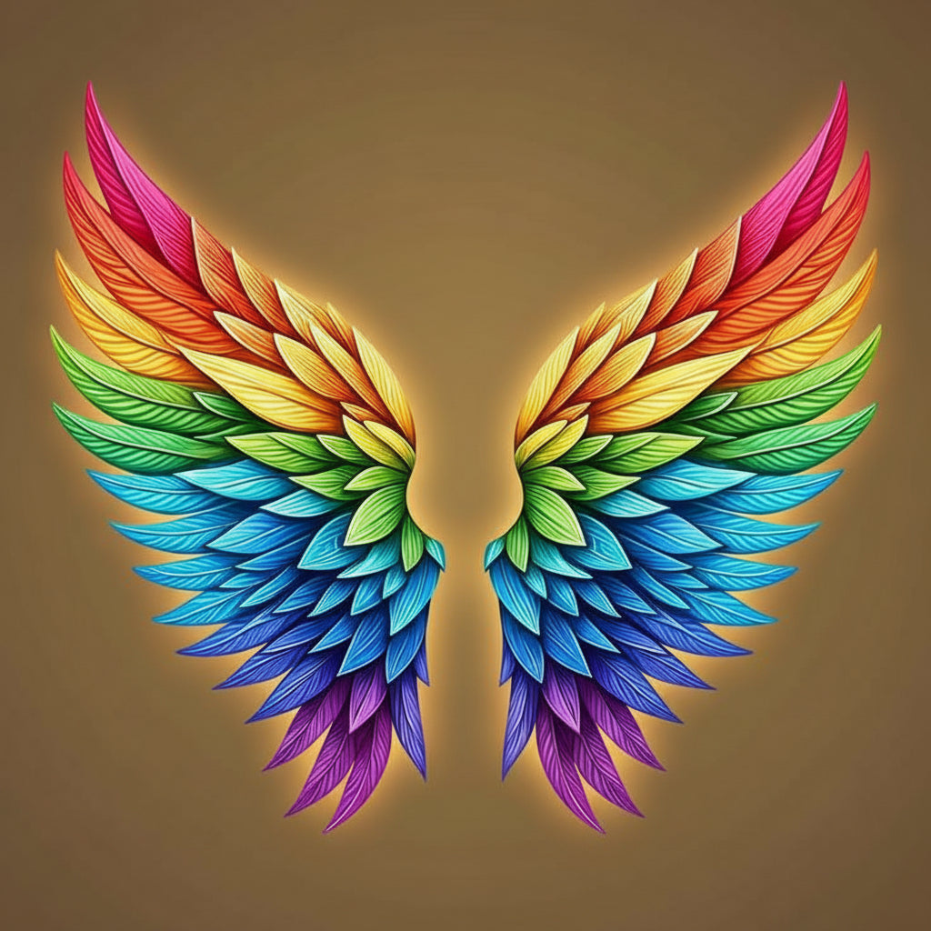 Rainbow Angel Wings – Handmade Lighted Wall Décor 100 cm per wing