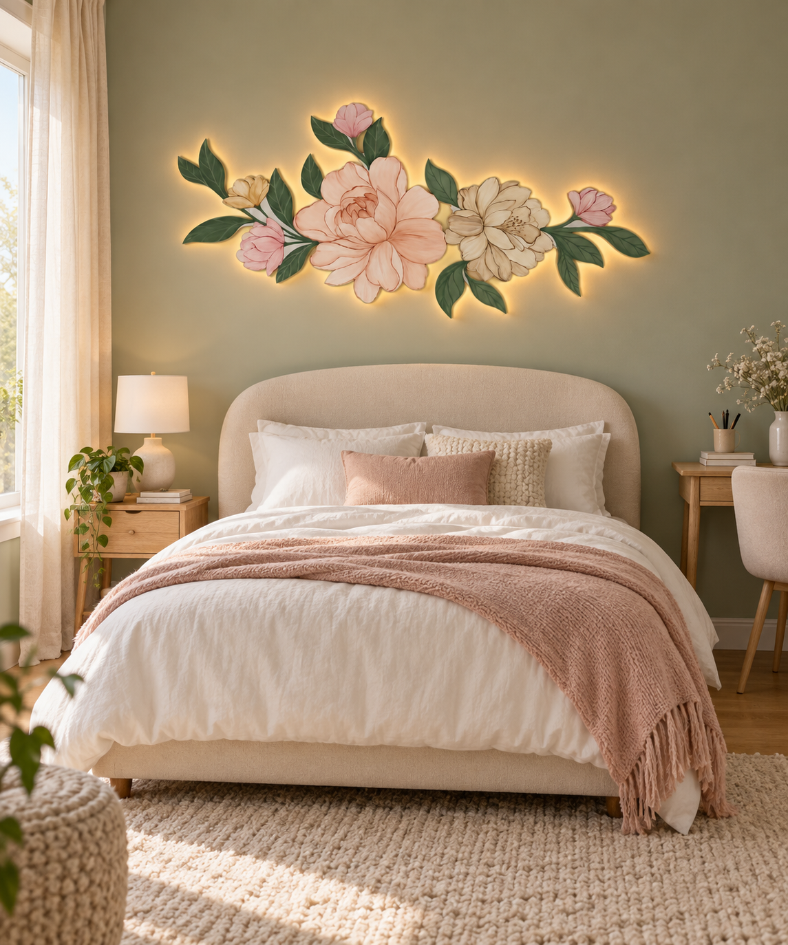 Pastel Floral Bouquet Lighted Wall Décor